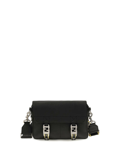 Fendi Flow Romano leather Crossbody Bag - Black