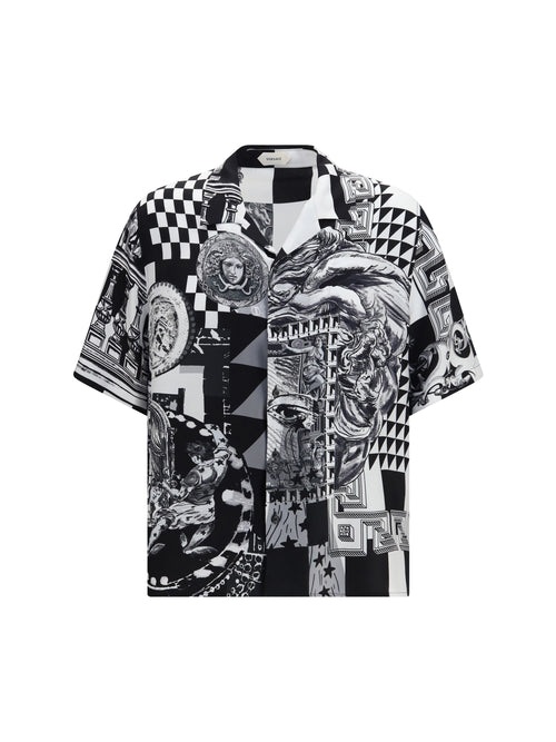 Versace Printed silk twill Shirt - Nero+Bianco