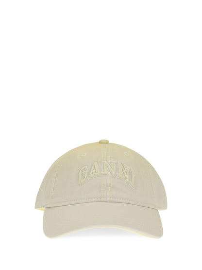 Ganni Cotton logo Baseball Cap - Lemon Meringue