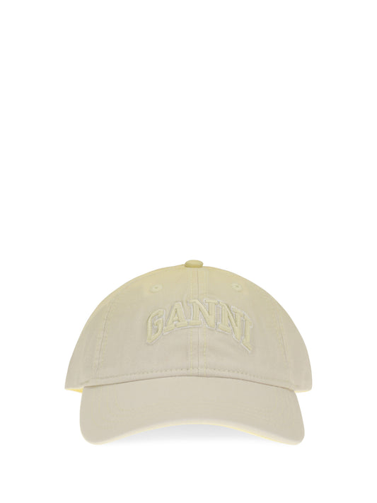 Ganni Cotton logo Baseball Cap - Lemon Meringue