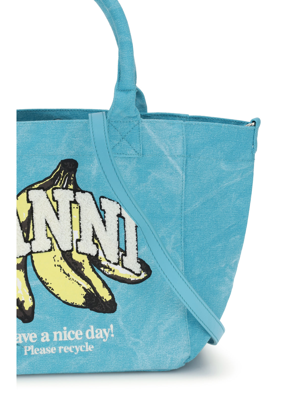 Ganni Banana print Tote Bag - Blue Curacao