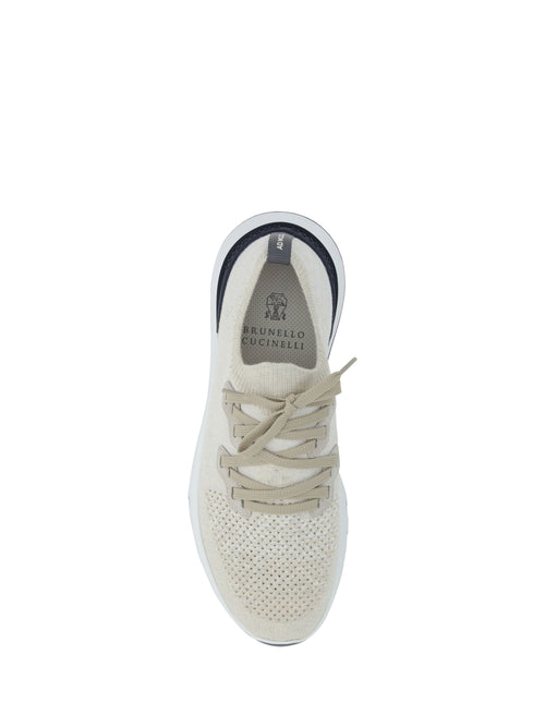 Brunello Cucinelli Cotton Sneakers - Panama+Latte+Calcare+Blu