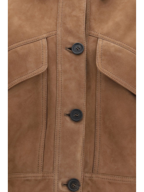 Brunello Cucinelli Cropped suede Jacket - Mauve