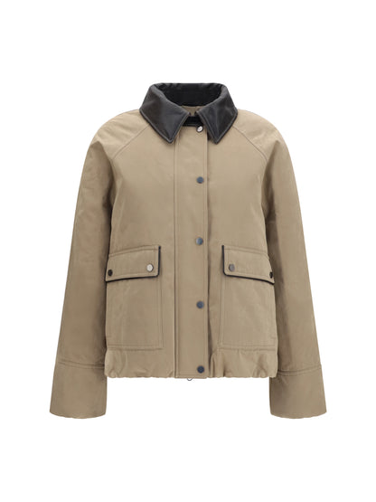 Brunello Cucinelli Padded down Jacket with leather collar - Fungo