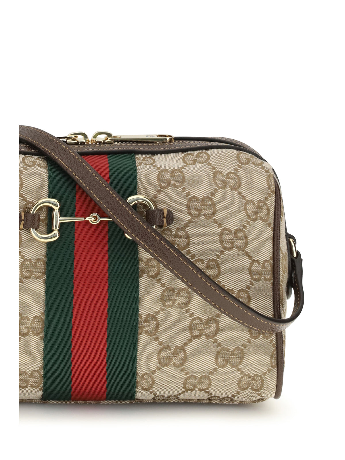 Gucci Small Horsebit Web Camera Bag Shoulder Bag - Vint.Sand/Dk.Bro/Vrv