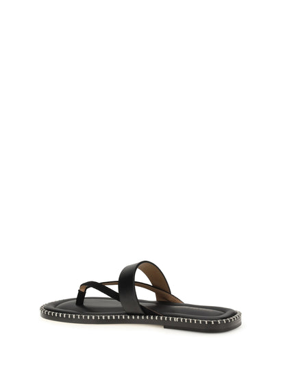 Dries Van Noten Slip-on leather Sandals with sequins - Black