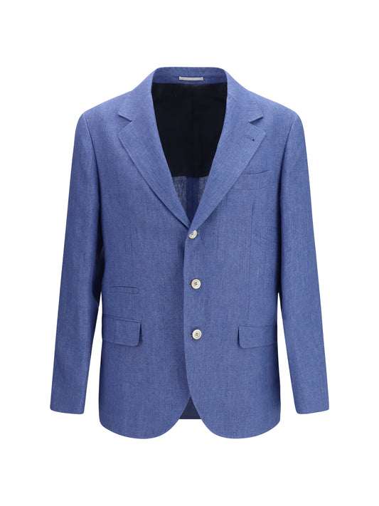 BRUNELLO CUCINELLI Deconstructed single-breasted Jacket in mélange linen