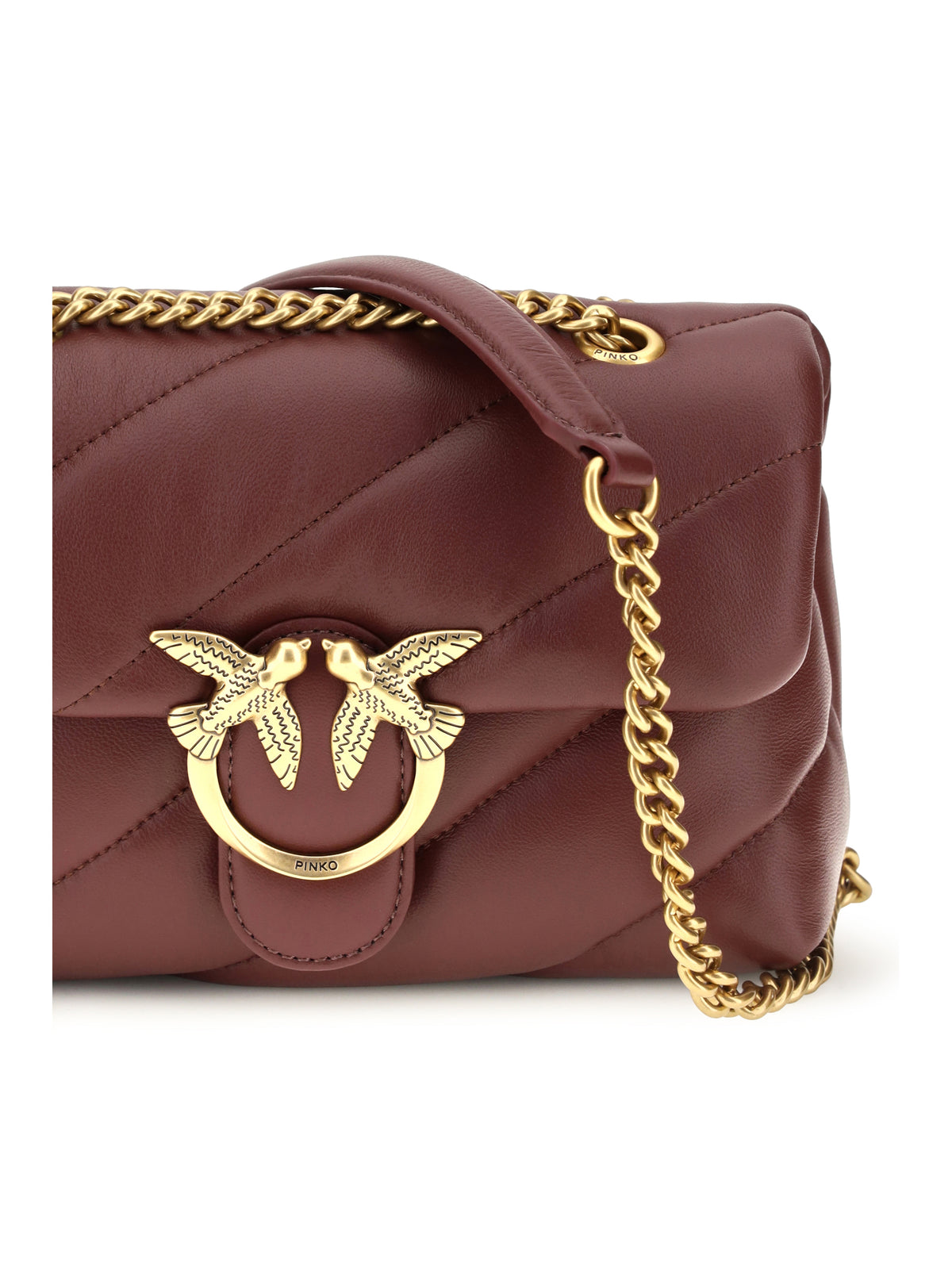 Pinko Love Mini Puff Shoulder Bag - Ribes Intenso-Antique Gold