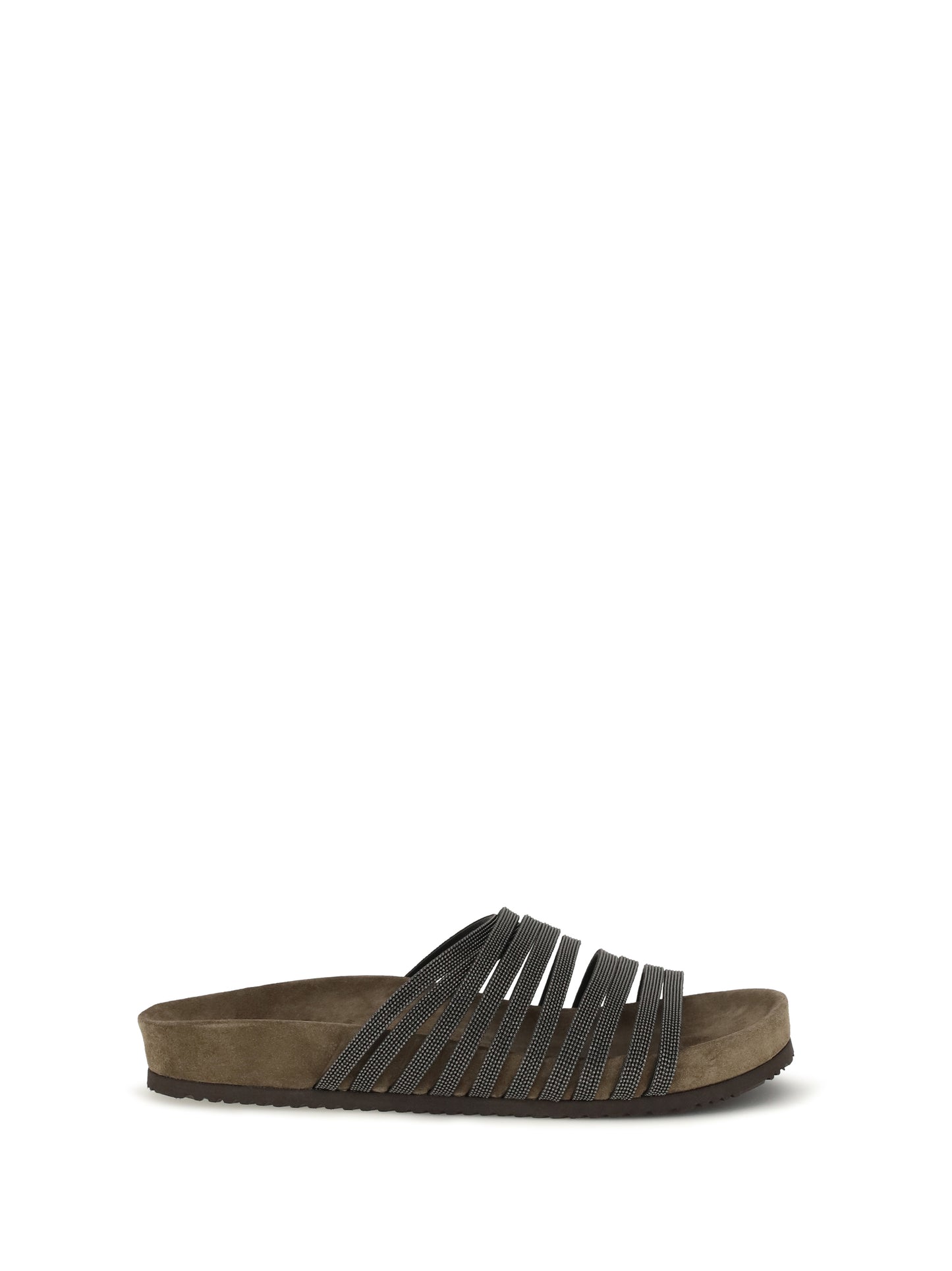 BRUNELLO CUCINELLI Lace-up Slides with monili embellishment