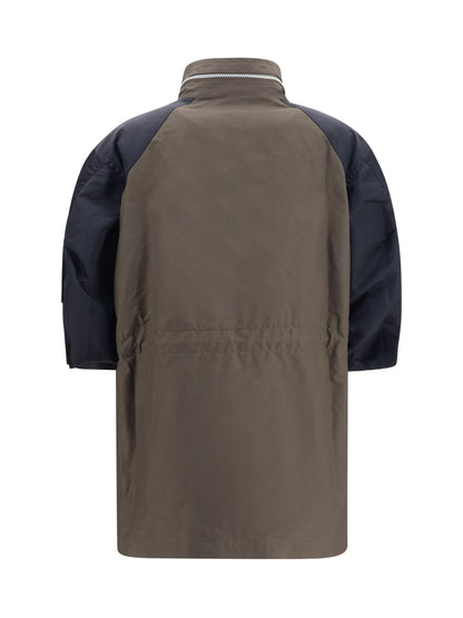 Sacai Nylon and cotton Jacket with three-quarter sleeves - Khaki×Navy