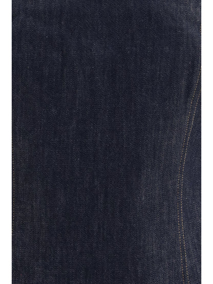 Brunello Cucinelli denim effect twill Bandeau Top - Denim Blue