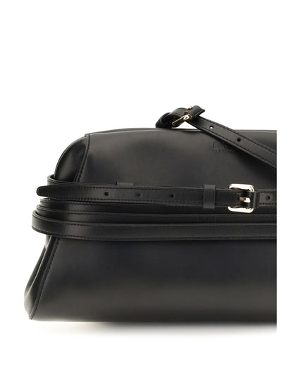Moschino Leather Clutch with buckle detail - Black