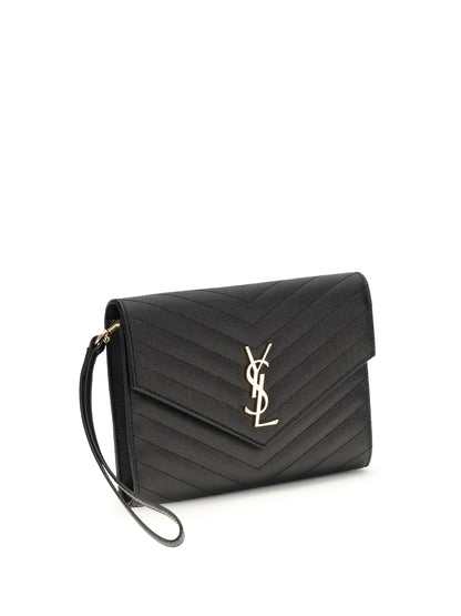 Saint Laurent Leather Clutch - Black