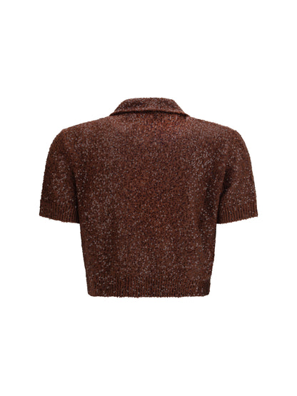 BRUNELLO CUCINELLI Linen, cashmere and silk Top with sequins
