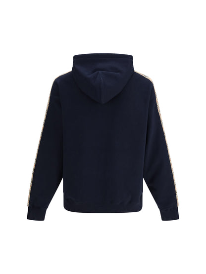 BURBERRY Check Trim Cotton Zip Hoodie