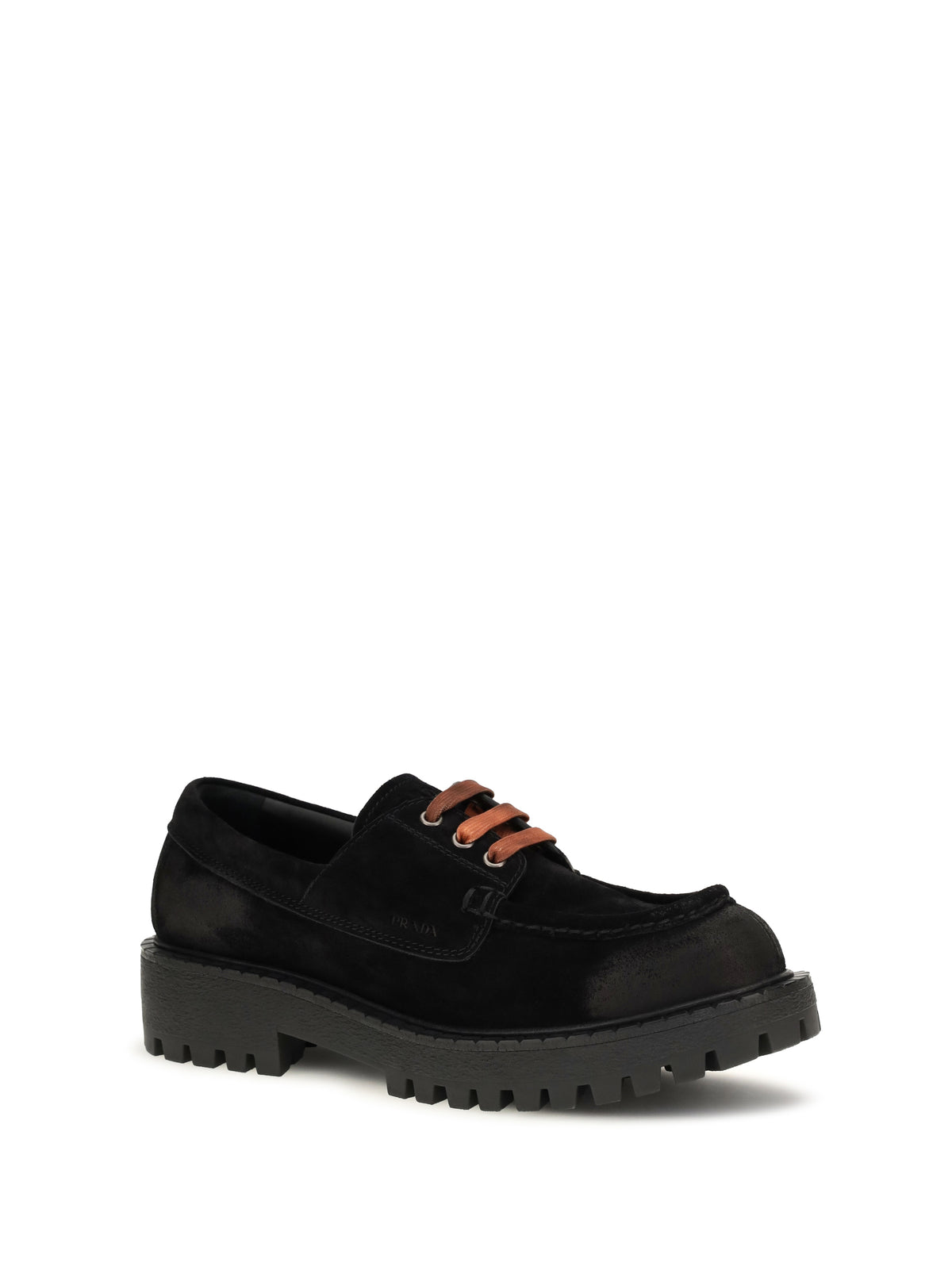 Prada Suede lace-up Loafers - Black