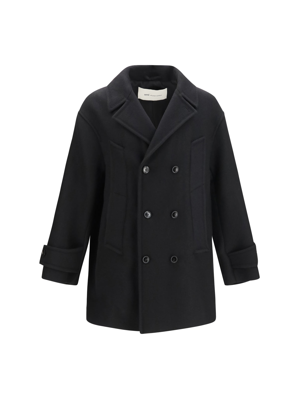 Ami Paris Wool Pea Coat - Noir