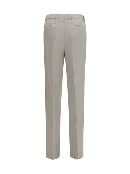 Brunello Cucinelli Garment dyed ginen gabardine Pants - Kaky