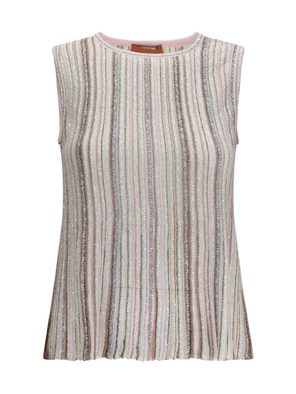 Missoni Sleeveless ribbed sequin Top - Pink Tones