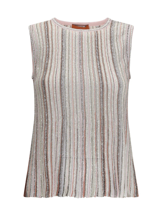 Missoni Sleeveless ribbed sequin Top - Pink Tones