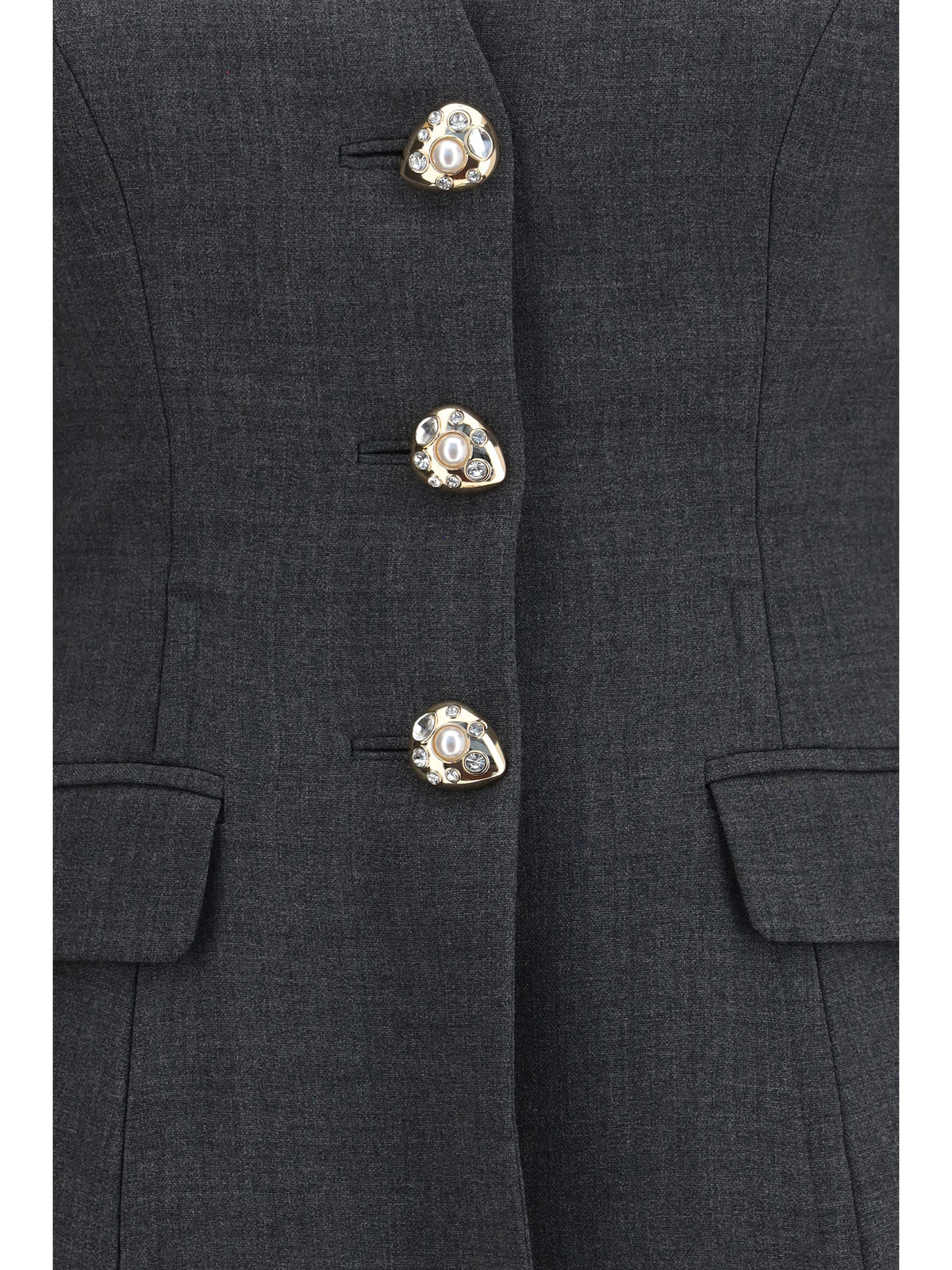Self-Portrait Wool peplum Blazer - Grey