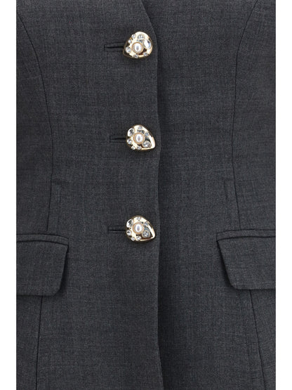 Self-Portrait Wool peplum Blazer - Grey