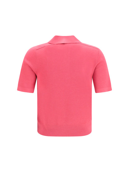 Burberry Wool Polo with Check details - Mauvewood Pink