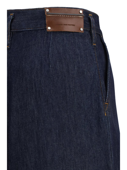 Dries Van Noten Wide-leg Jeans with pleats - Indigo