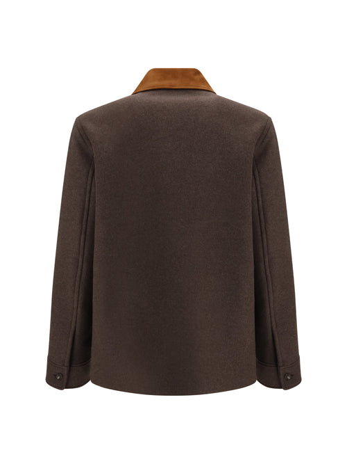 Valentino Wool Jacket with suede collar - Muddy