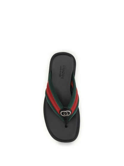 Gucci Maverik GG Interlocking Flip-Flop Sandals - Vrv/Black/Black