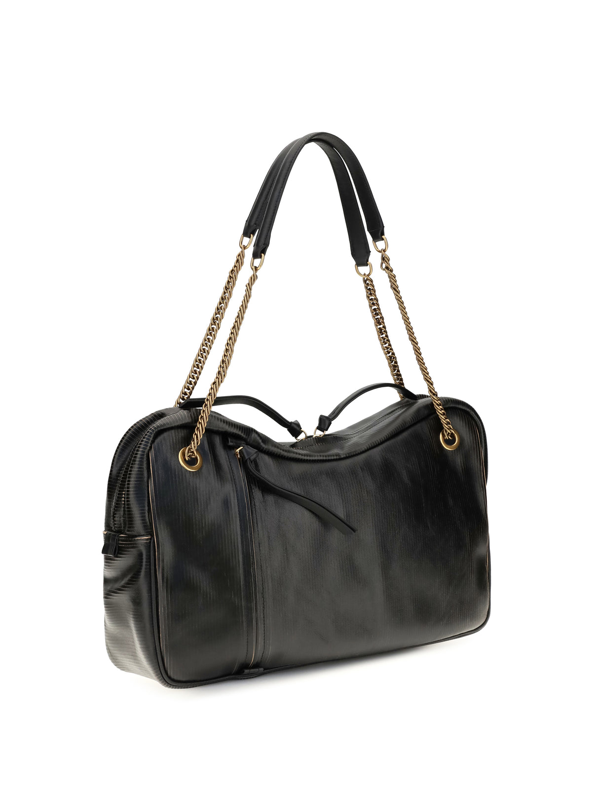 Vivienne Westwood Large Dolce textured leather Shoulder Bag - Black/Beige