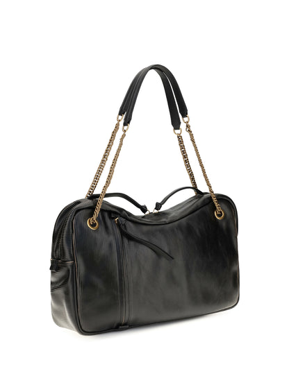 Vivienne Westwood Large Dolce textured leather Shoulder Bag - Black/Beige