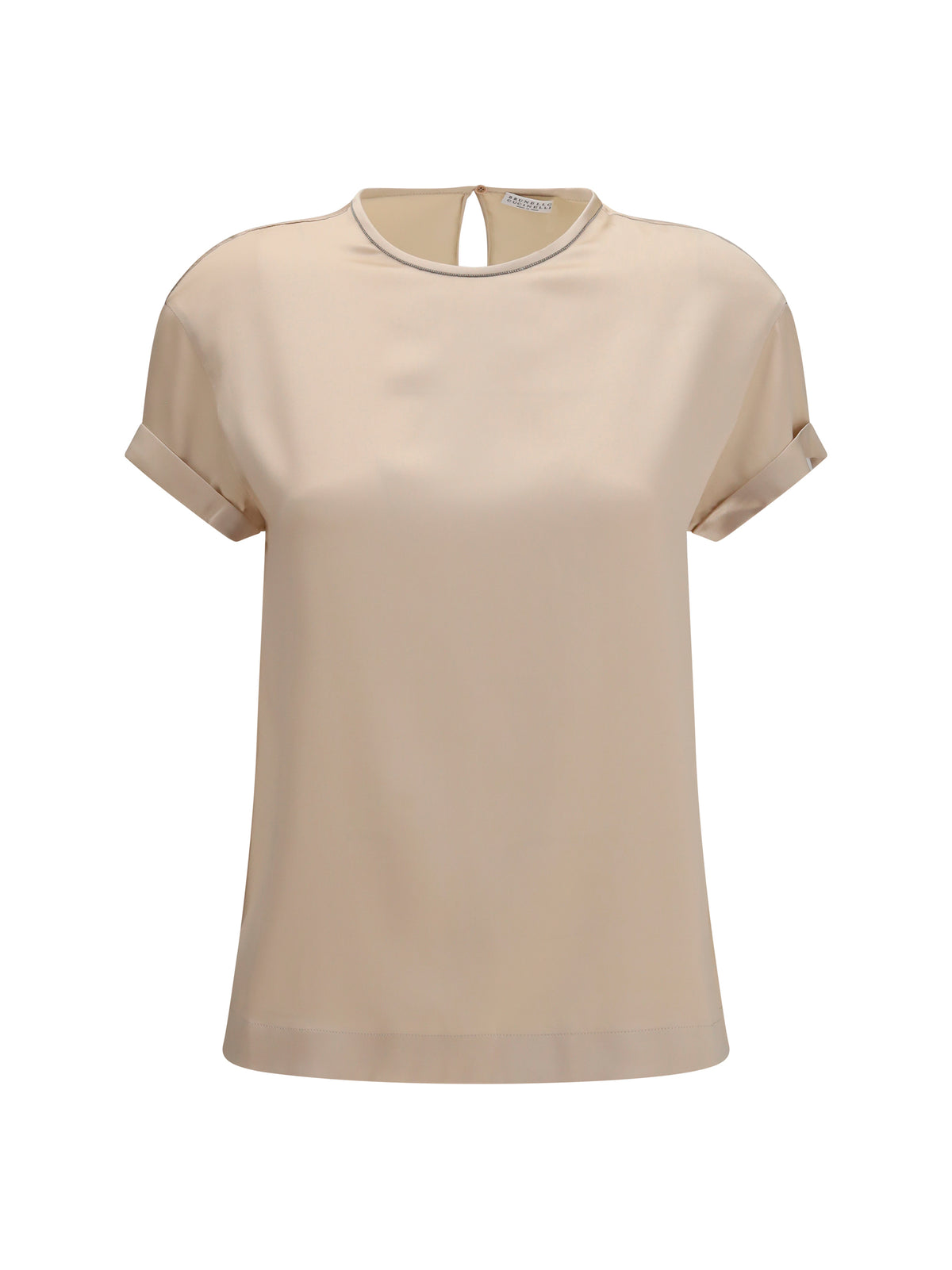 Brunello Cucinelli Silk Blouse with monili chain - Sand
