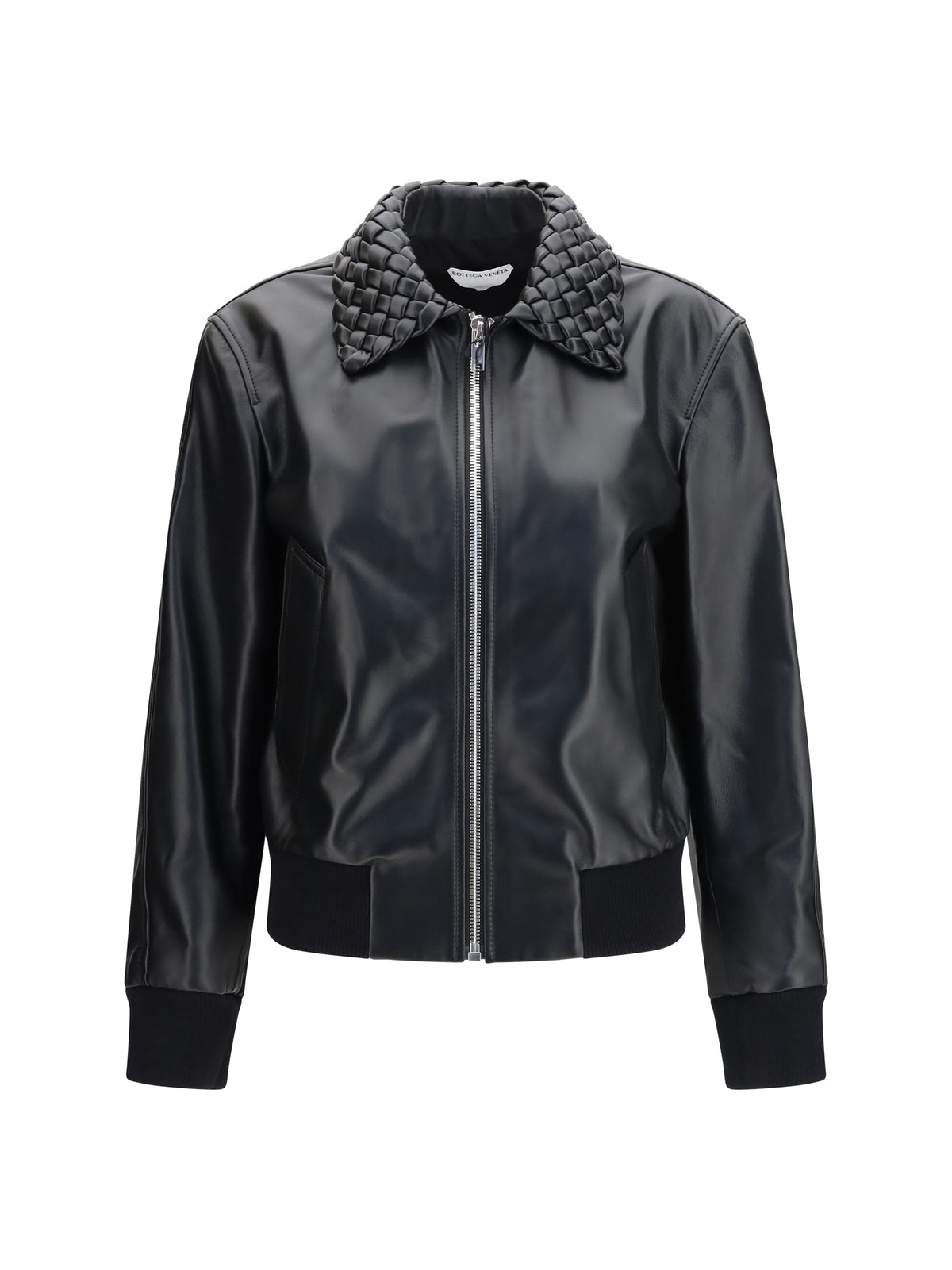Bottega Veneta Glossy leather padded Jacket - Double Black