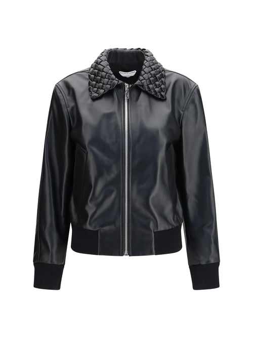 Bottega Veneta Glossy leather padded Jacket - Double Black