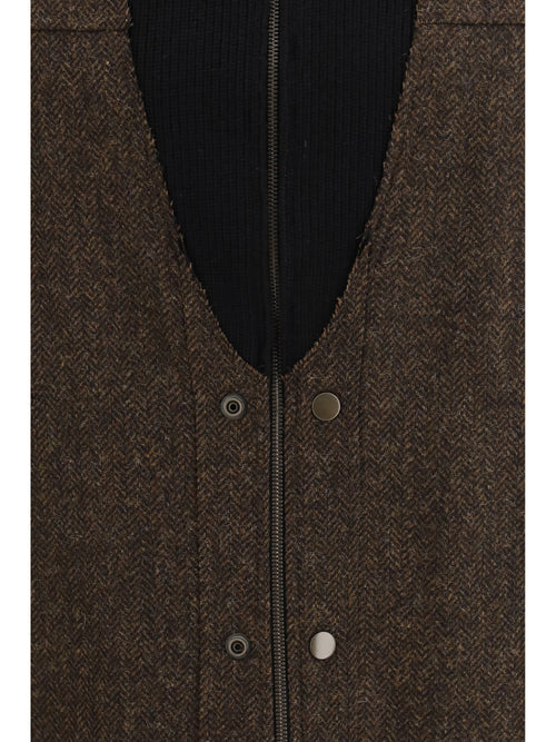 Maison Margiela Wool zip Jacket with high collar - Dark Brown