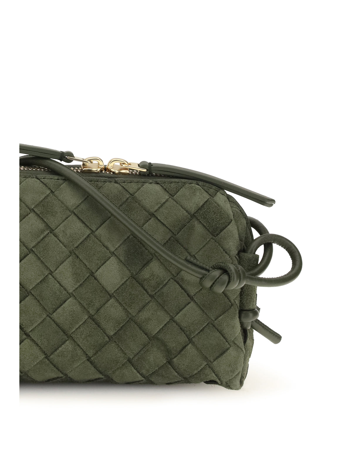 Bottega Veneta Mini Loop Shoulder Bag - Green Tweed-Gold