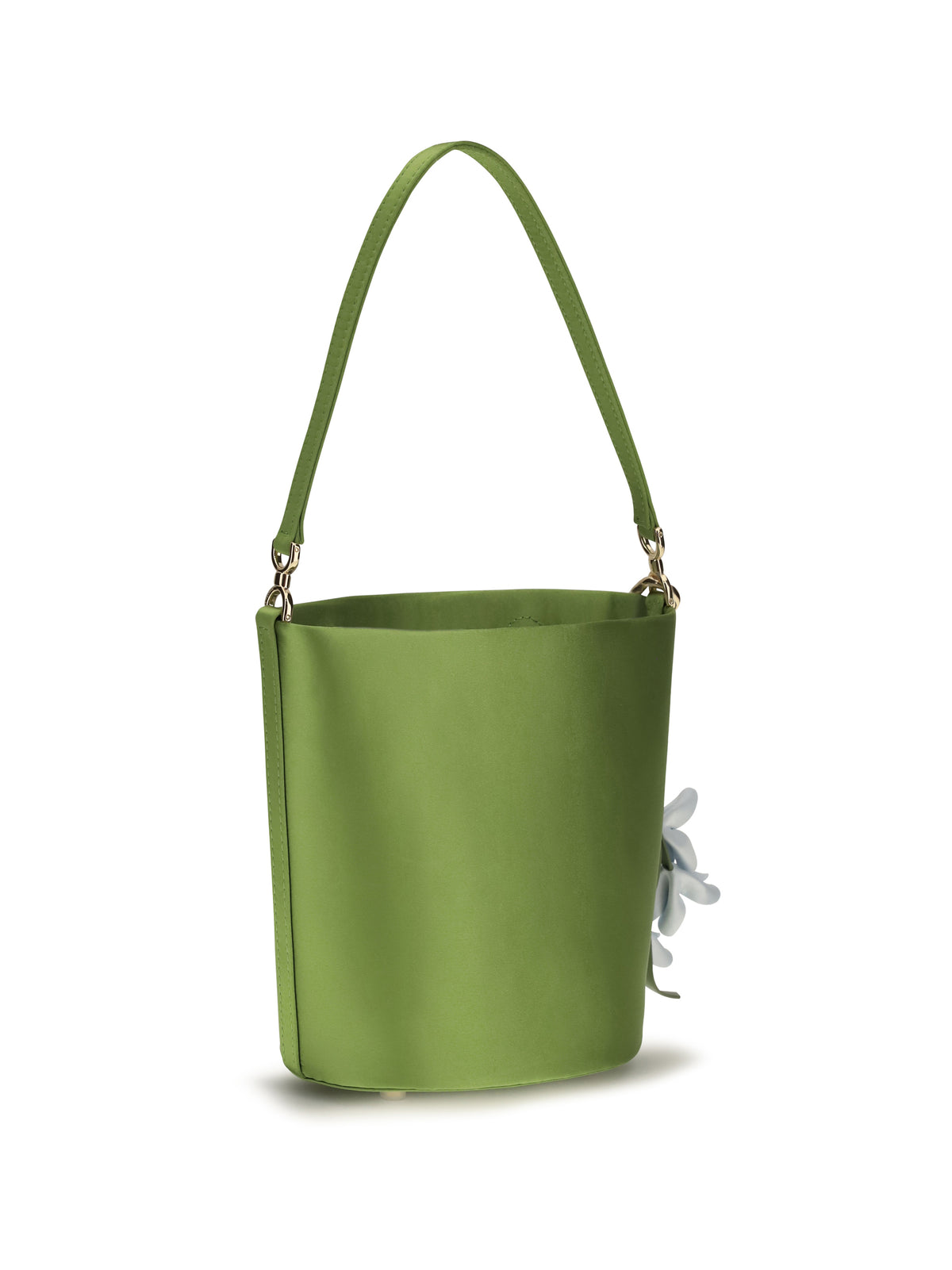 Self-Portrait Satin Bucket Bag - Green