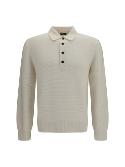 Zegna Long-sleeve cashmere Polo Shirt - 001