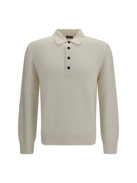 Zegna Long-sleeve cashmere Polo Shirt - 001