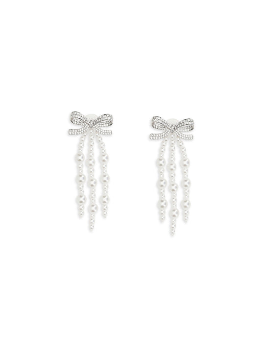SELF-PORTRAIT Cascade bow Earrings with pearls
