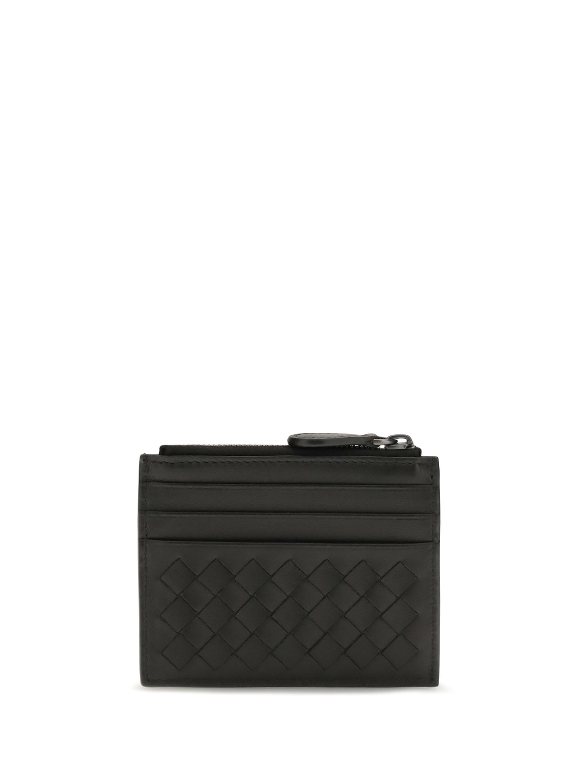 Bottega Veneta Intrecciato zip Card Holder - Black-Brunito