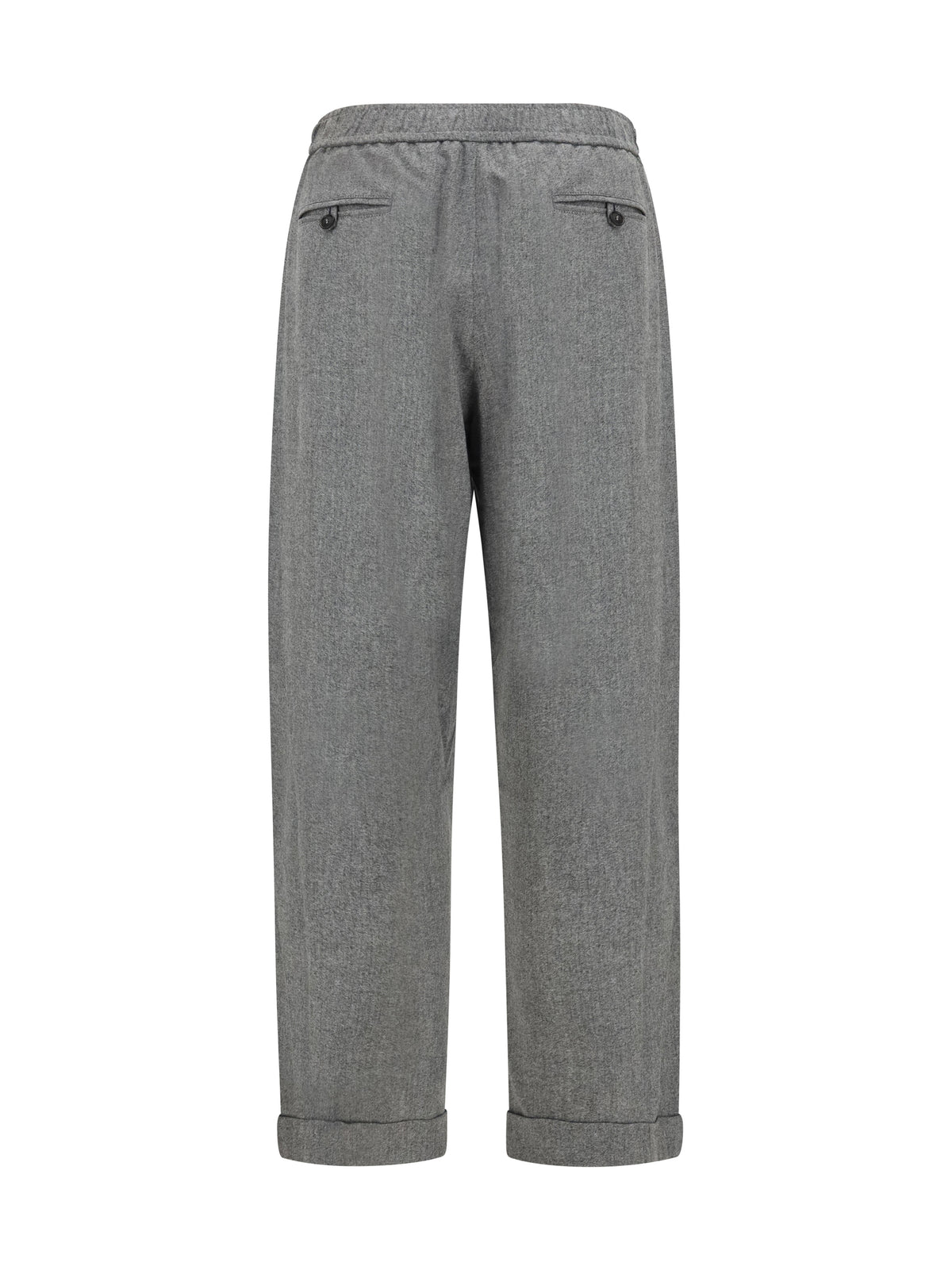 Giorgio Armani Oversized Pants in wool and cashmere with denim effect - Light Grey Melange