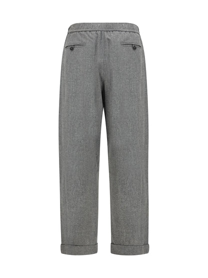 Giorgio Armani Oversized Pants in wool and cashmere with denim effect - Light Grey Melange