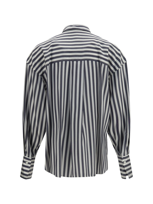 Brunello Cucinelli Silk poplin striped Shirt - Denim/White