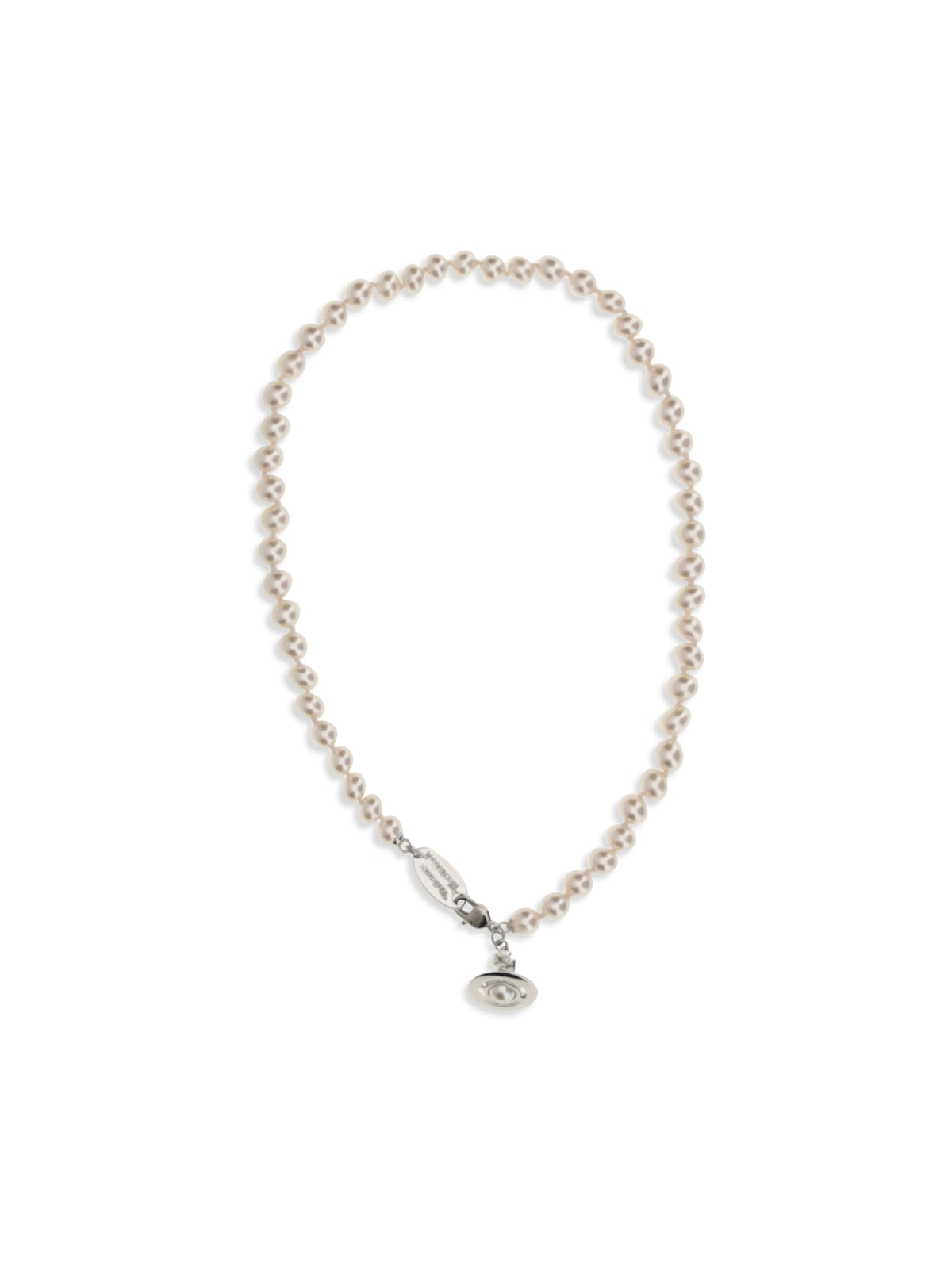 Vivienne Westwood Simonetta Pearl Necklace - Platinum / Creamrose Pearl / White Ename