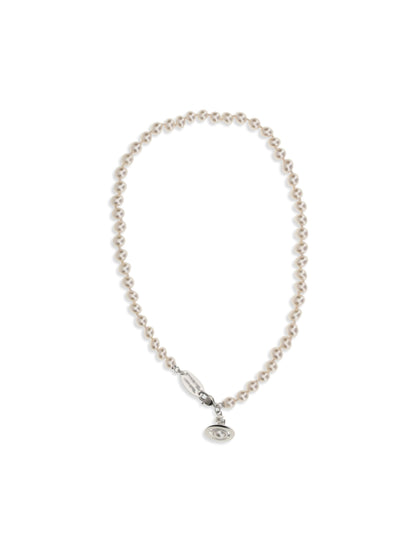 Vivienne Westwood Simonetta Pearl Necklace - Platinum / Creamrose Pearl / White Ename