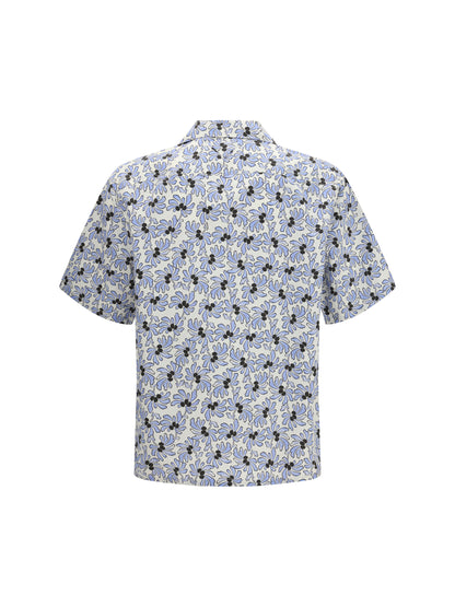 Prada Cotton Shirt with floral print - Avorio+Celeste