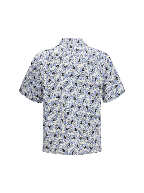 Prada Cotton Shirt with floral print - Avorio+Celeste