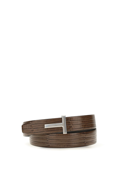 Tom Ford Reversible T Icon Belt - Caramel